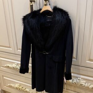 Ivanka Trump Black Cape with Faux Fur Trim